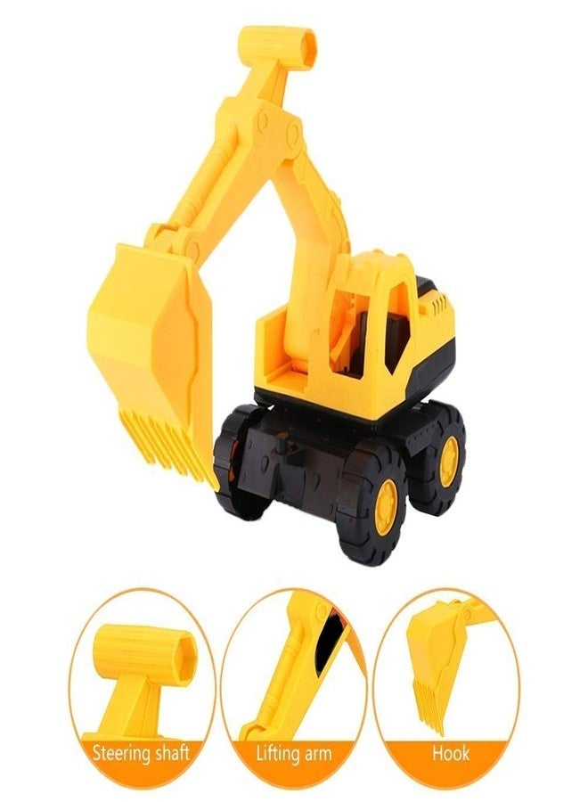 EYESIGN Unbreakable Excavator Mini 21 X 19 Size Pull Back Push And Go Plastic Construction Vehicle Toys Truck Set +3 Year Best Gift For Girls Boys Pack Of 1, Yellow - Image 4